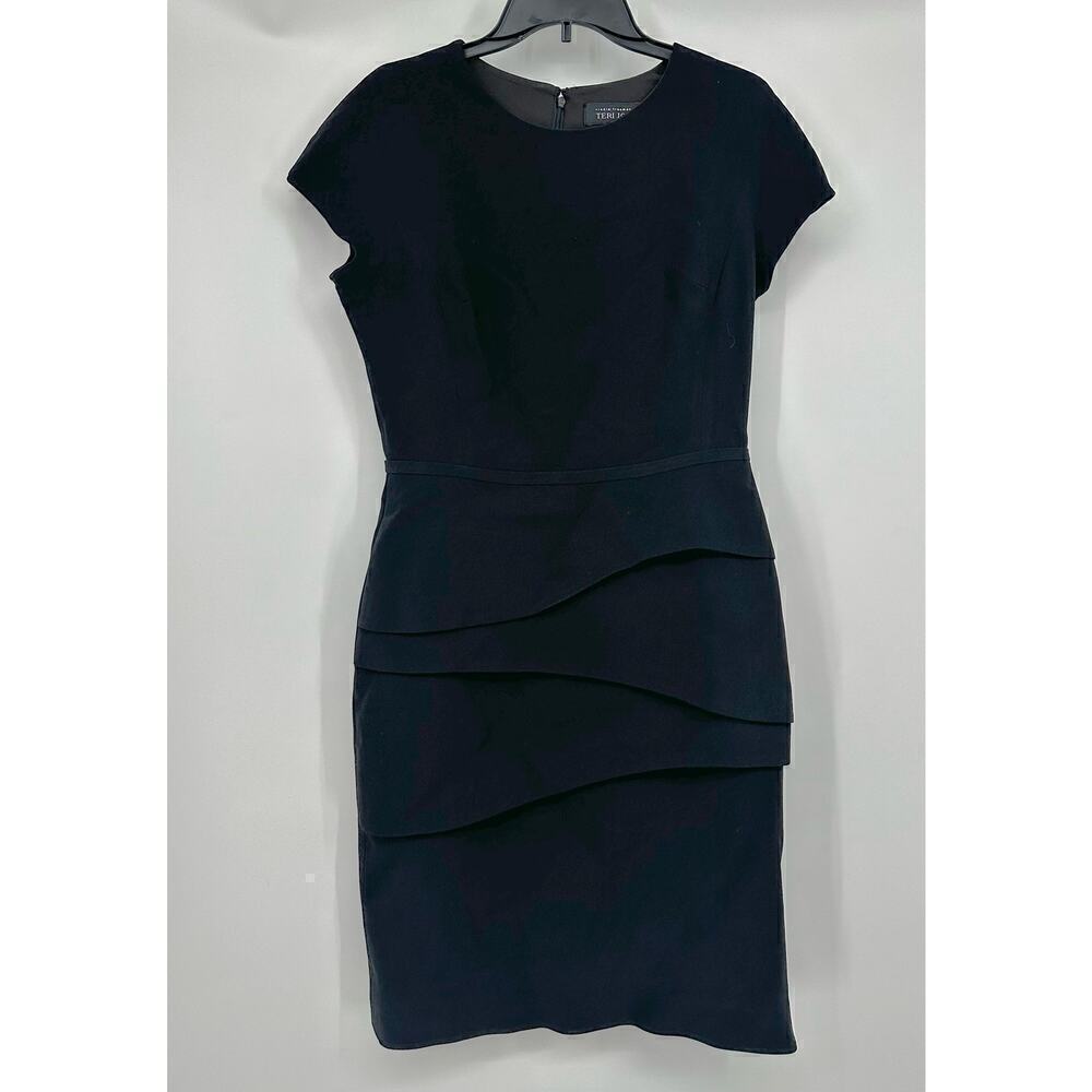 Rickie Freeman for Teri Jon cap sleeve sheath cocktail free Size 8 black